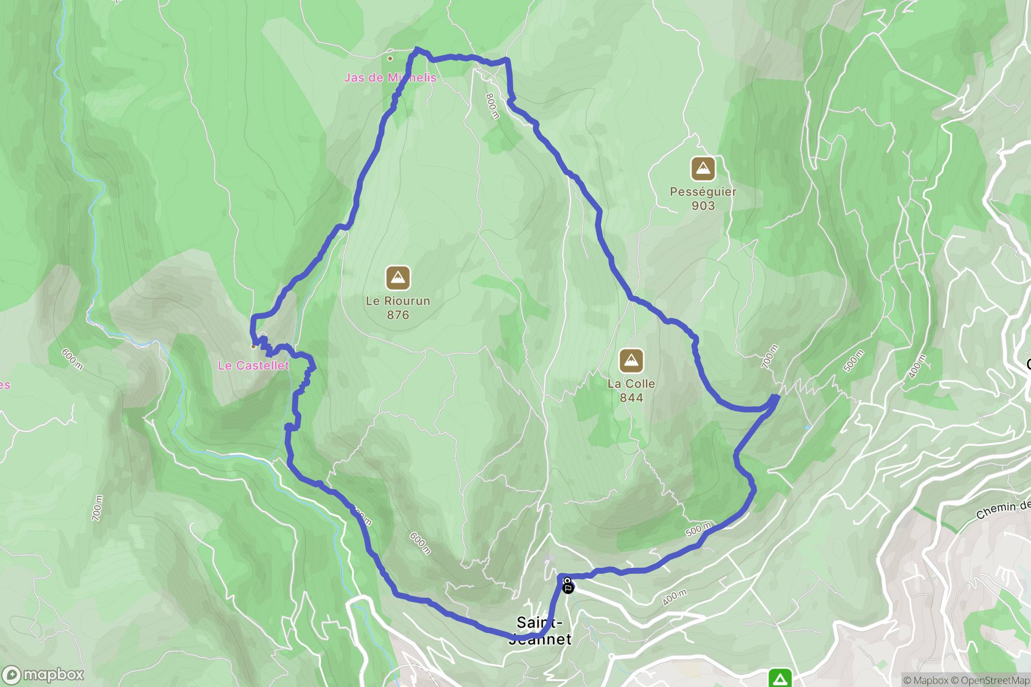 Saint-Jeannet : carte du parcours de randonnée - France