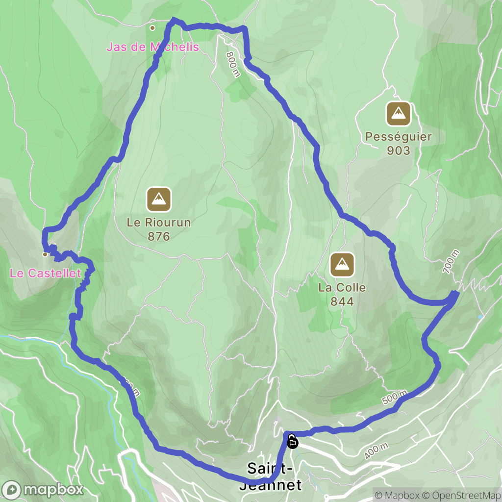 Saint-Jeannet : carte du parcours de randonnée - France