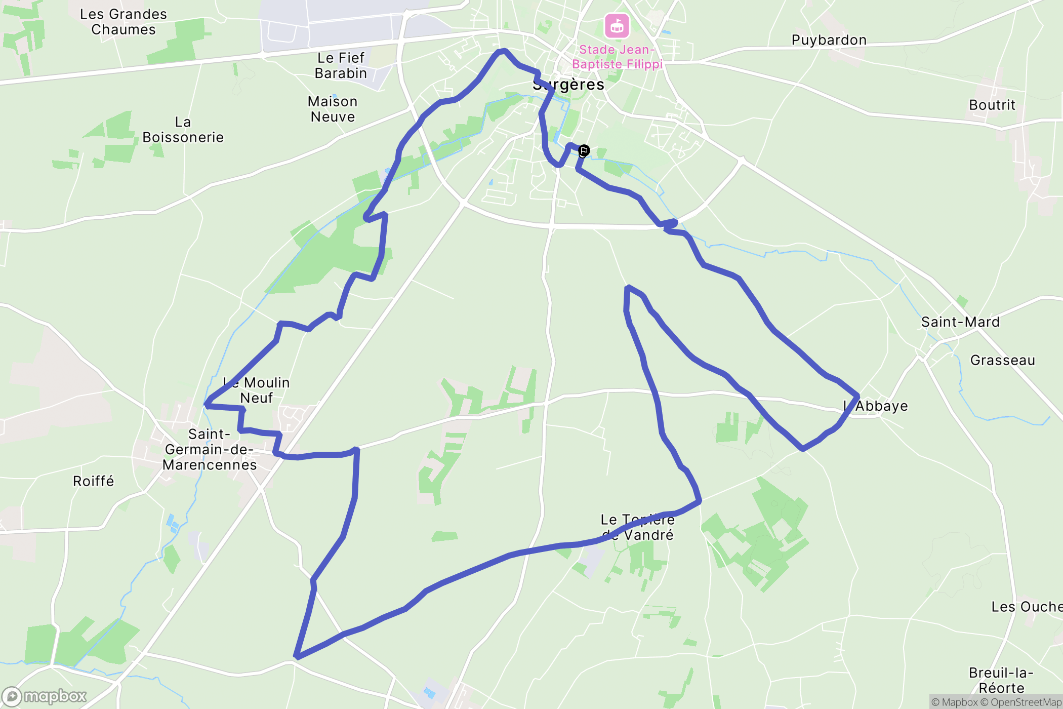 Surgères : carte du parcours de randonnée - France