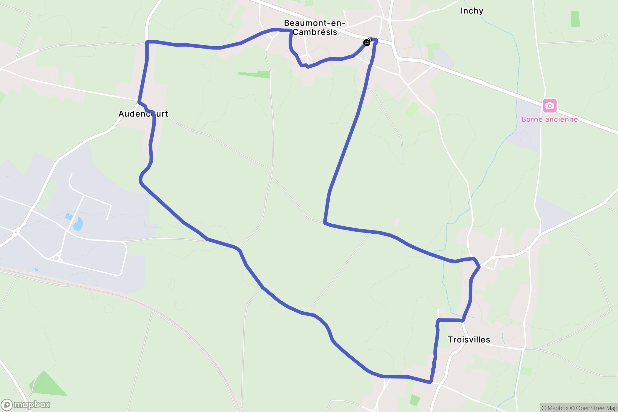 Inchy : carte du parcours de randonnée - France