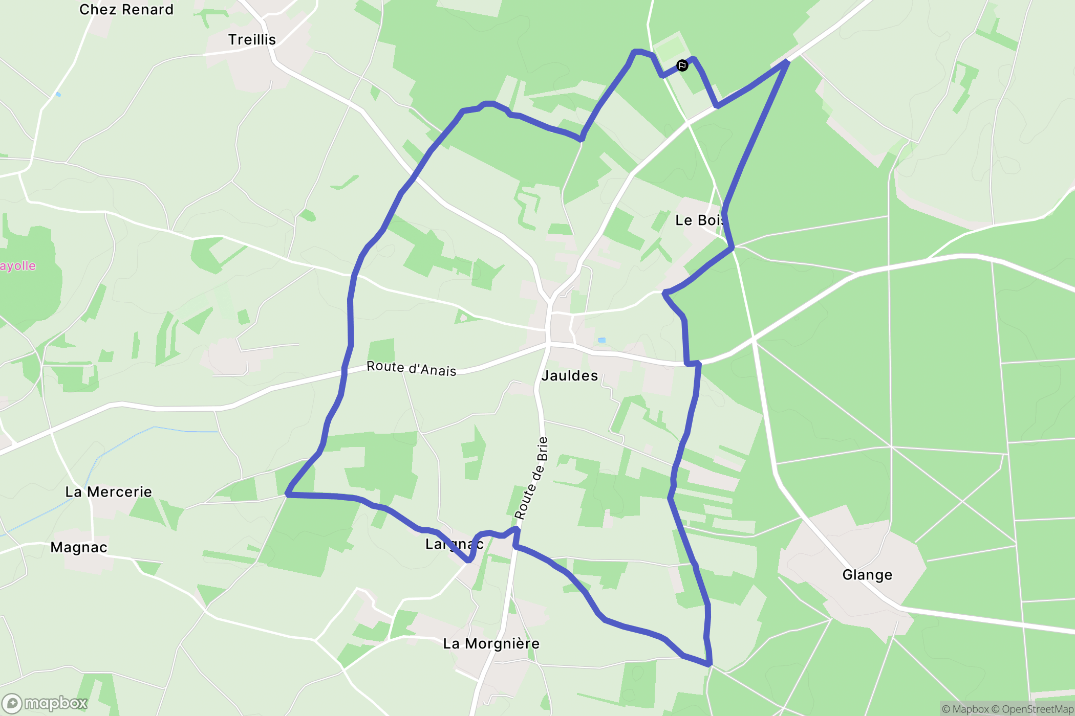 Jauldes : carte du parcours de randonnée - France