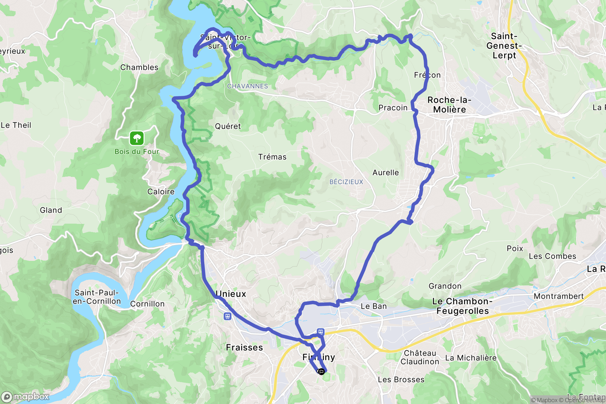 Firminy : carte du parcours de randonnée - France
