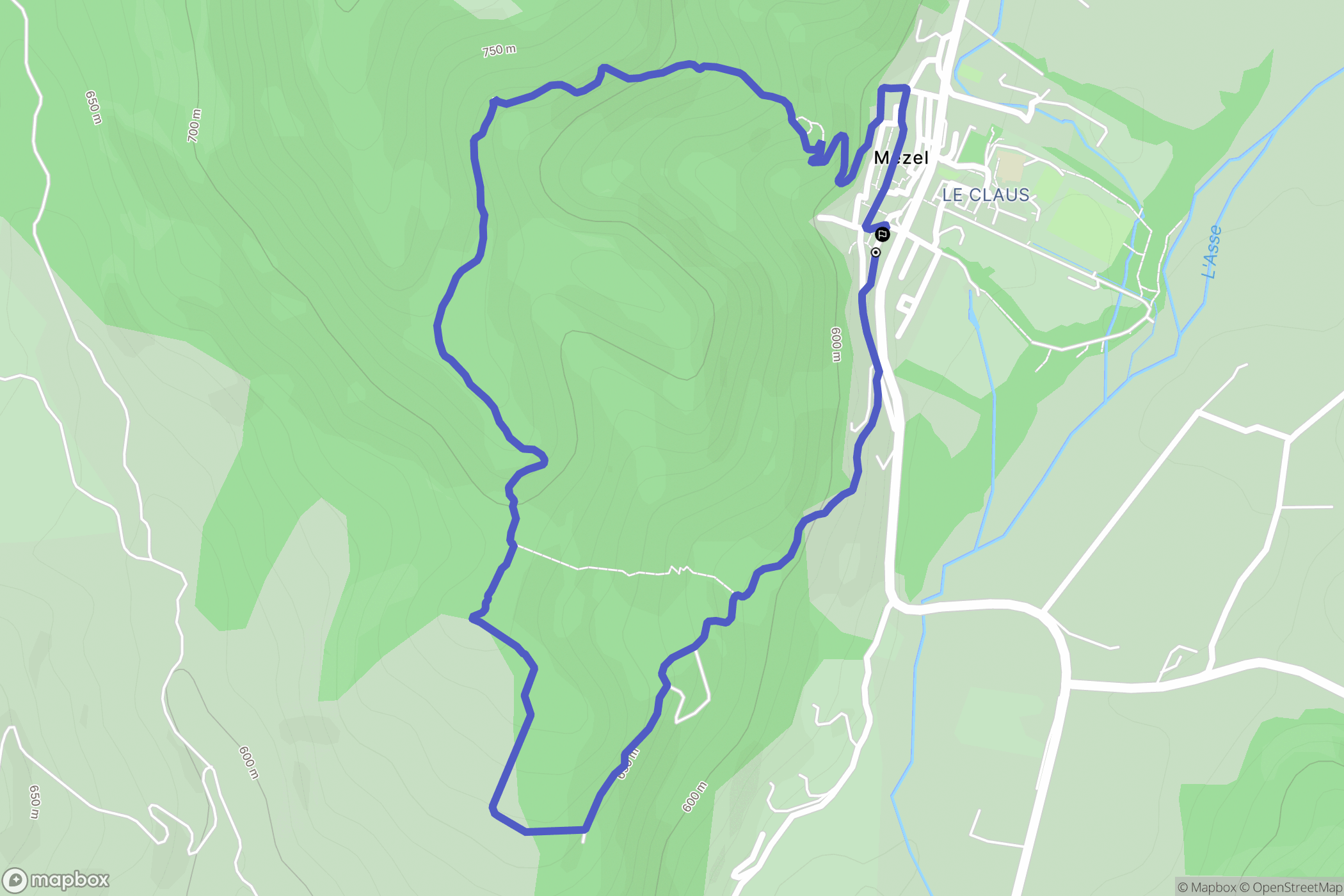 Mezel : carte du parcours de randonnée - France
