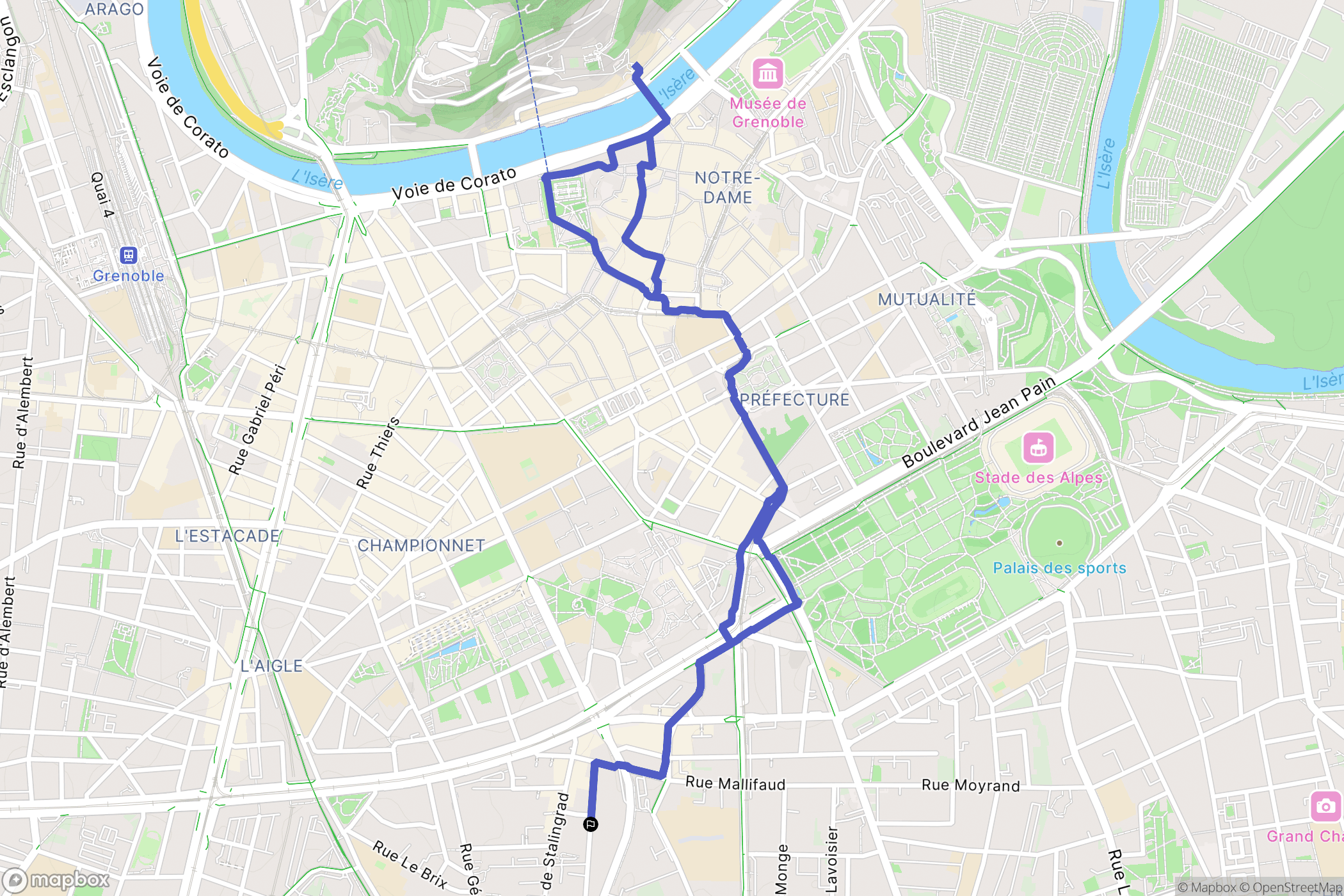Grenoble : carte du parcours de randonnée - France