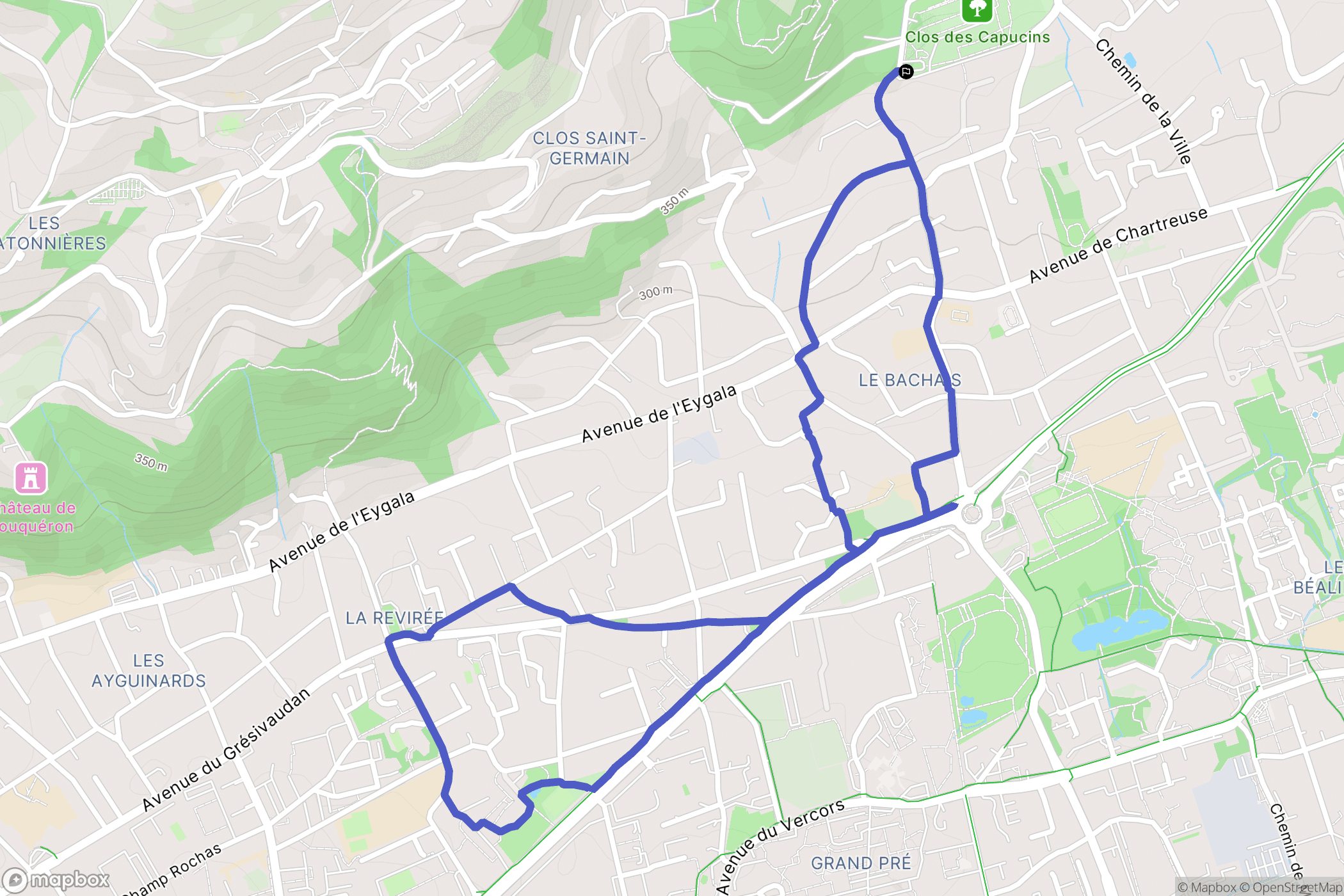 Meylan : carte du parcours de randonnée - France