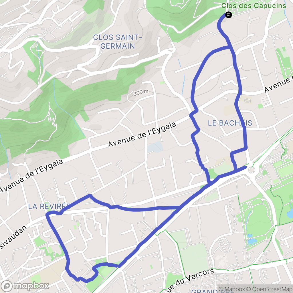 Meylan : carte du parcours de randonnée - France