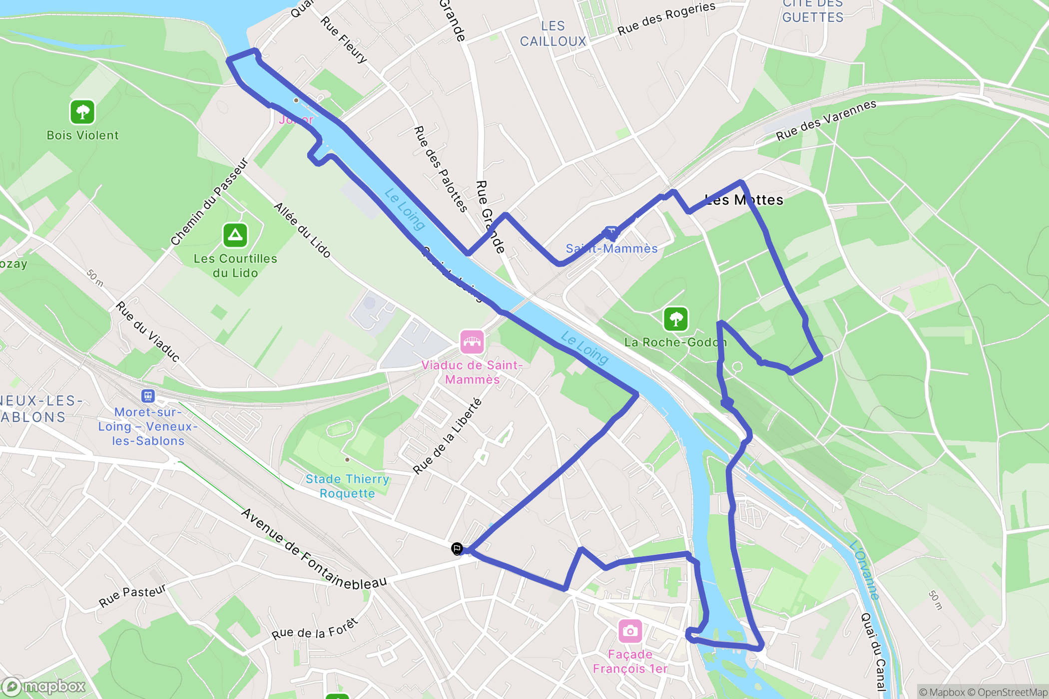 Moret-Loing-et-Orvanne : carte du parcours de randonnée - France