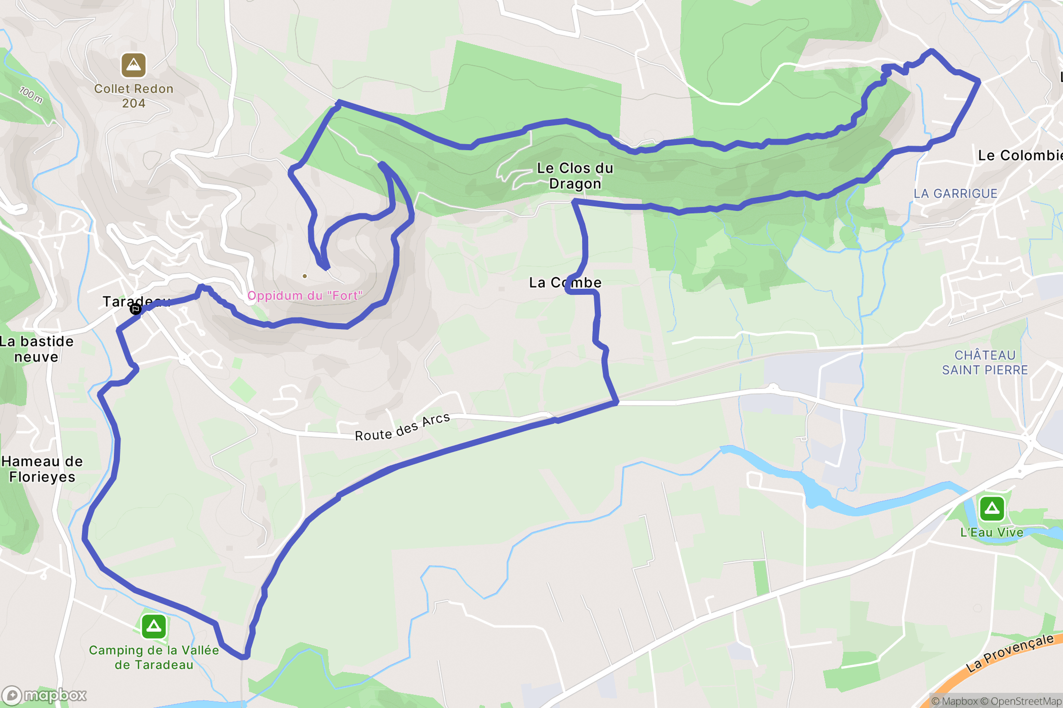 Taradeau : carte du parcours de randonnée - France