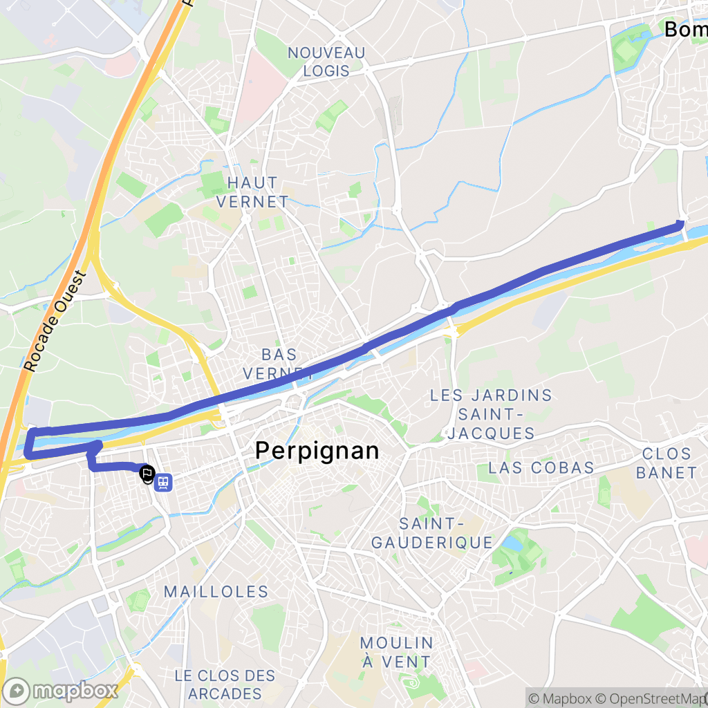Perpignan : carte du parcours de randonnée - France