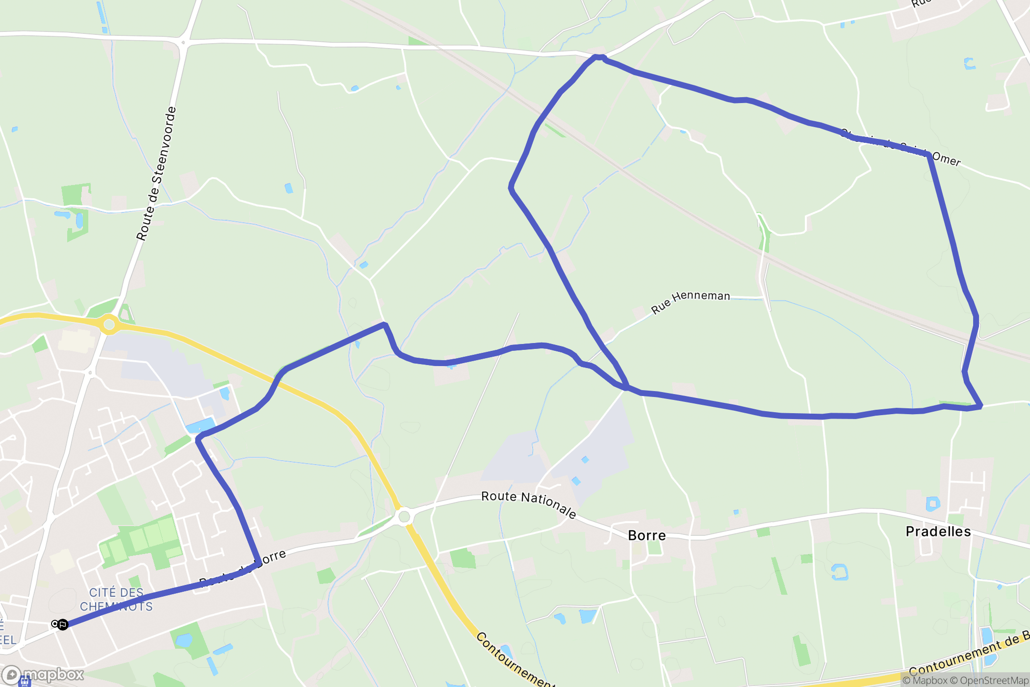 Hazebrouck : carte du parcours de randonnée - France
