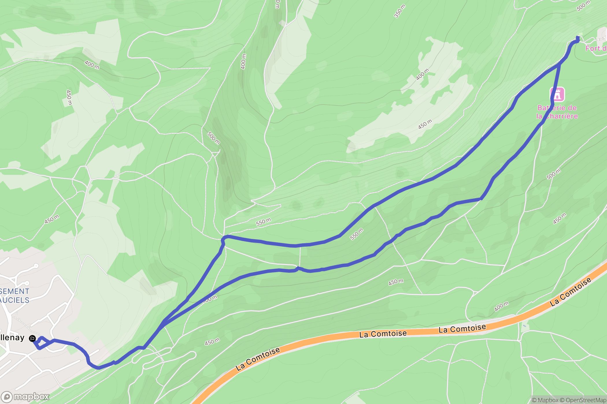 Tallenay : carte du parcours de randonnée - France