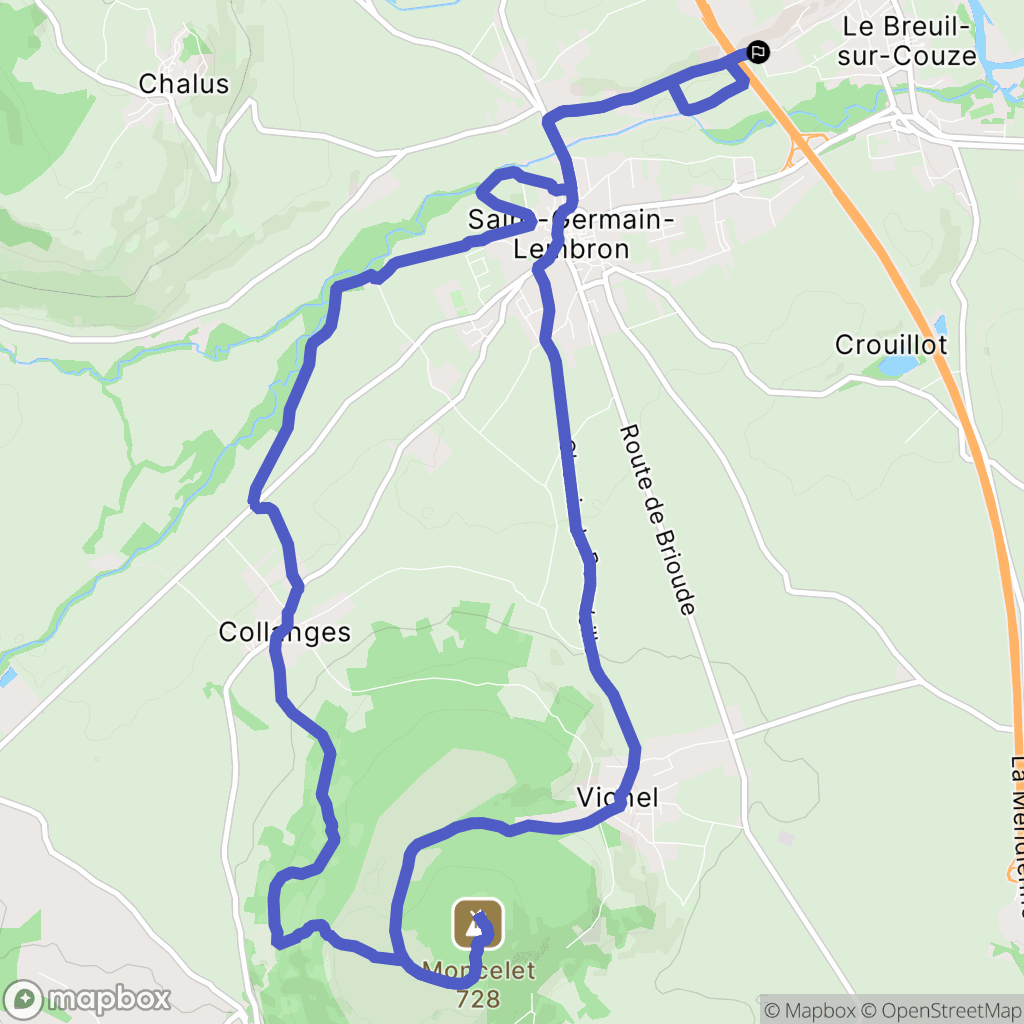 Le Breuil-sur-Couze : carte du parcours de randonnée - France