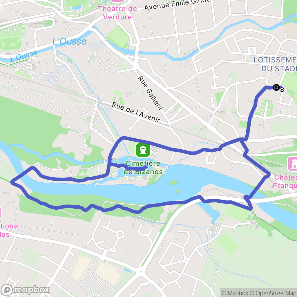 Bizanos : carte du parcours de randonnée - France