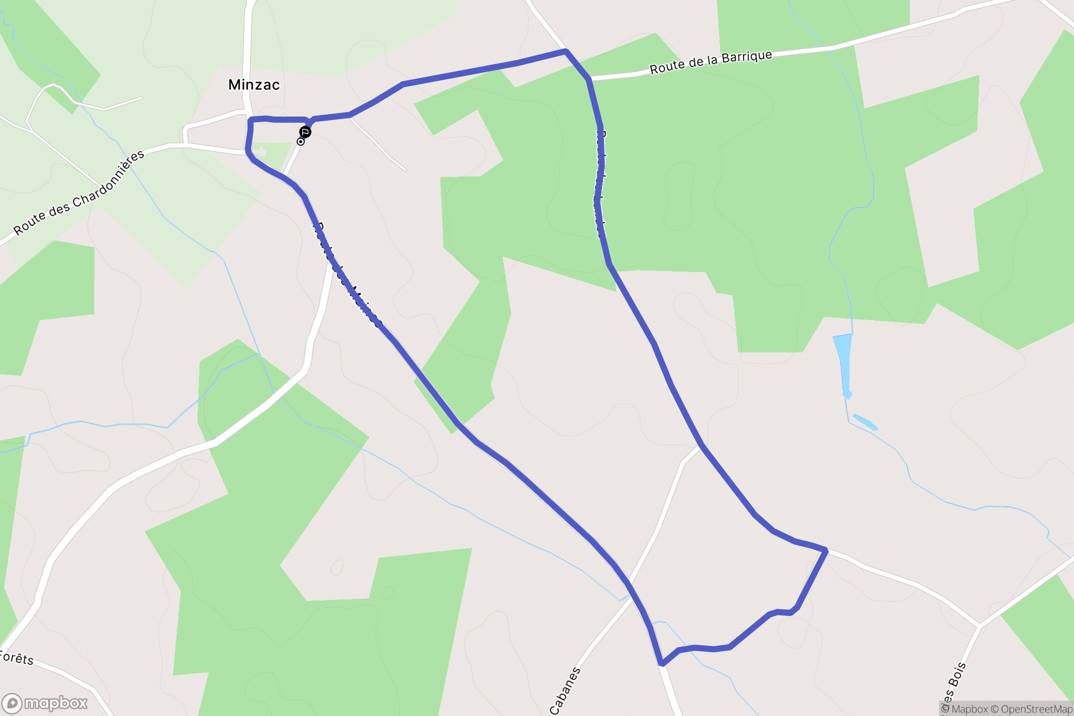 Minzac : carte du parcours de randonnée - France