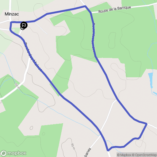 Minzac : carte du parcours de randonnée - France