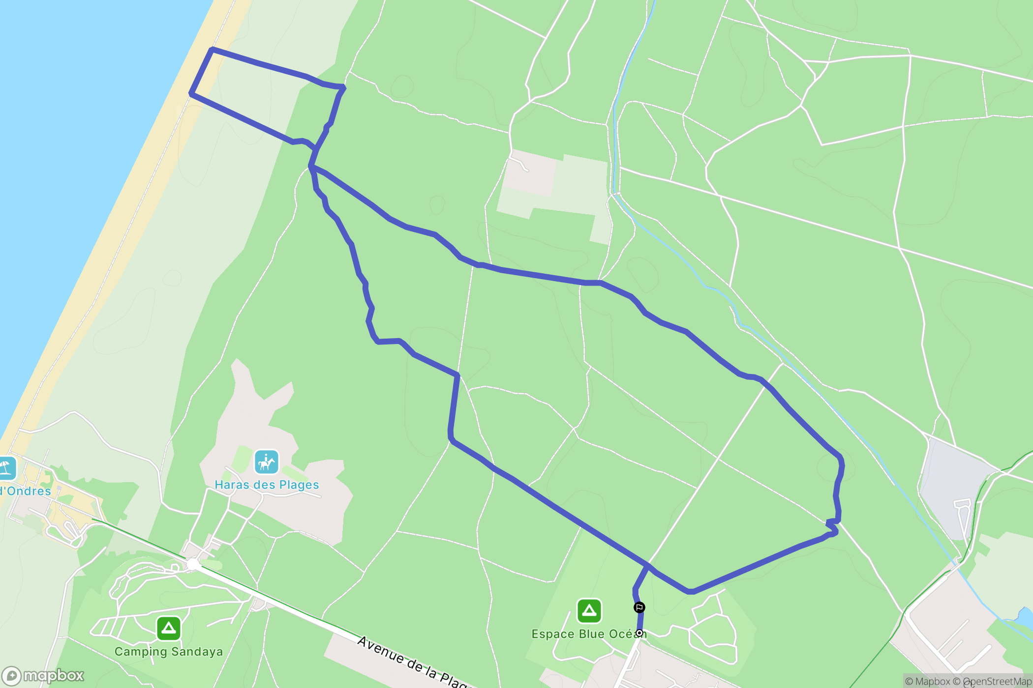 Ondres : carte du parcours de randonnée - France