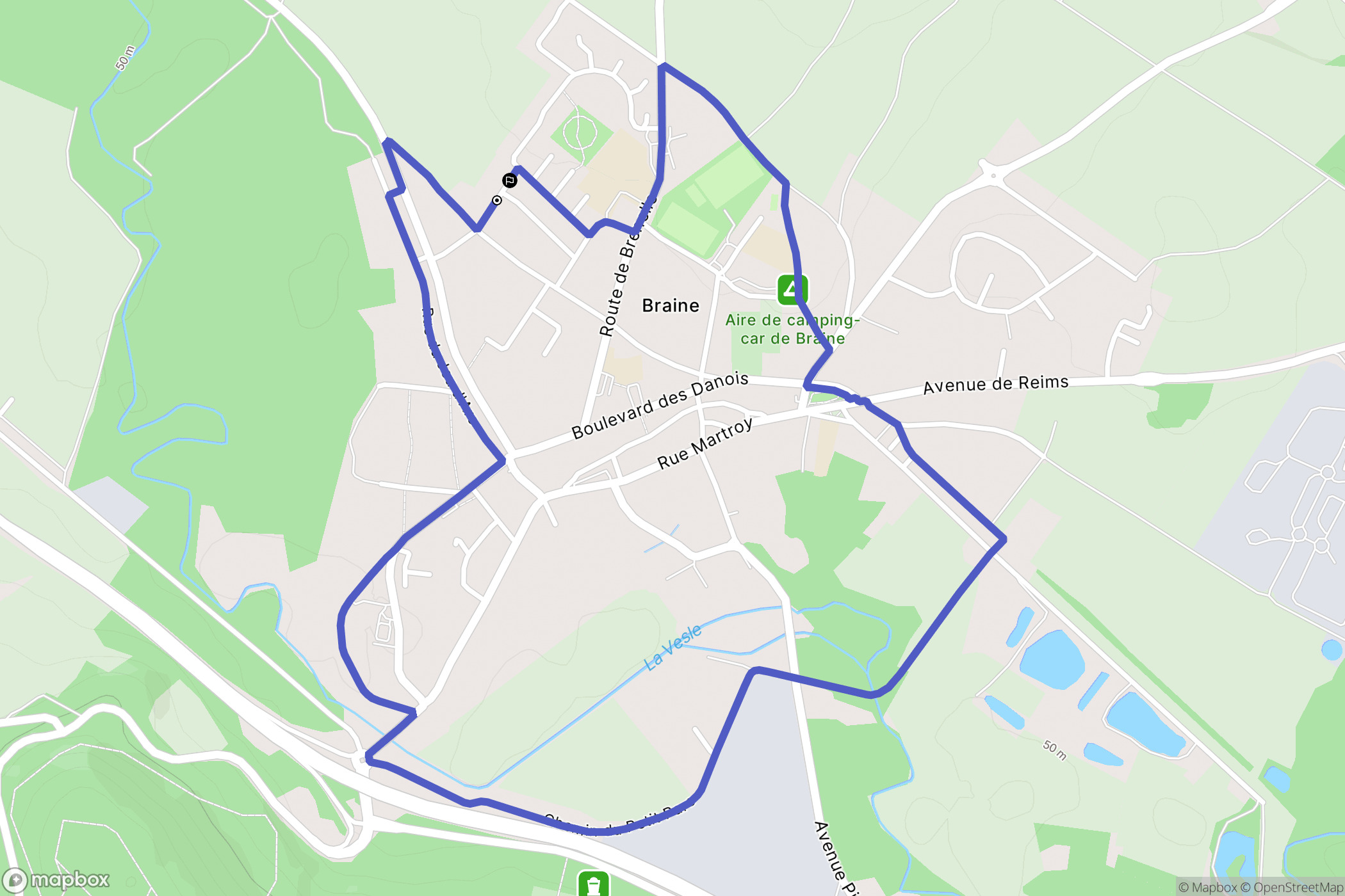 Braine : carte du parcours de randonnée - France