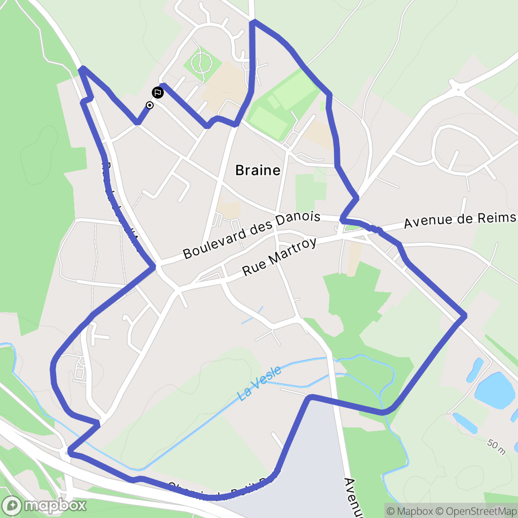 Braine : carte du parcours de randonnée - France
