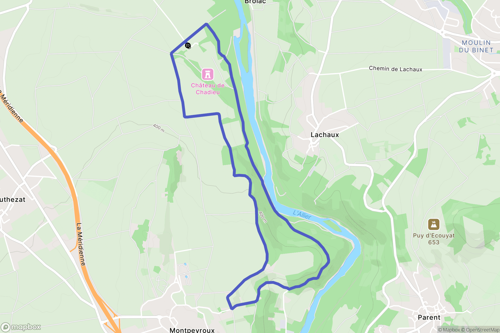 Authezat : carte du parcours de randonnée - France