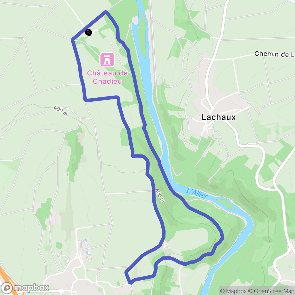 Authezat : carte du parcours de randonnée - France