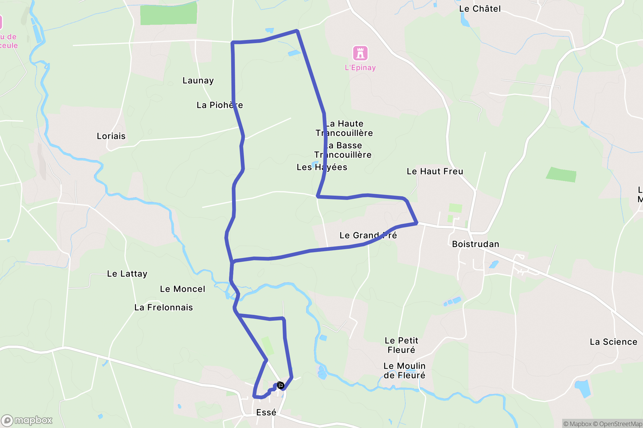 Esse : carte du parcours de randonnée - France