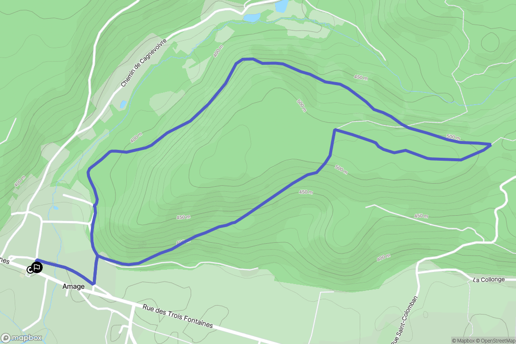 Amage : carte du parcours de randonnée - France
