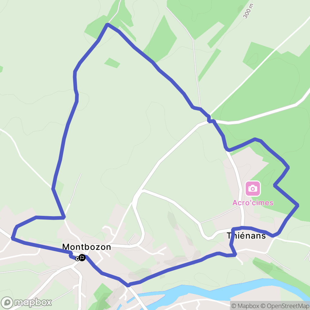 Montbozon : carte du parcours de randonnée - France