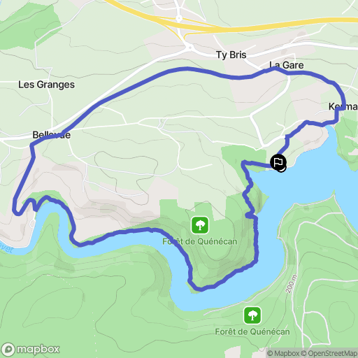 Bon Repos sur Blavet : carte du parcours de randonnée - France