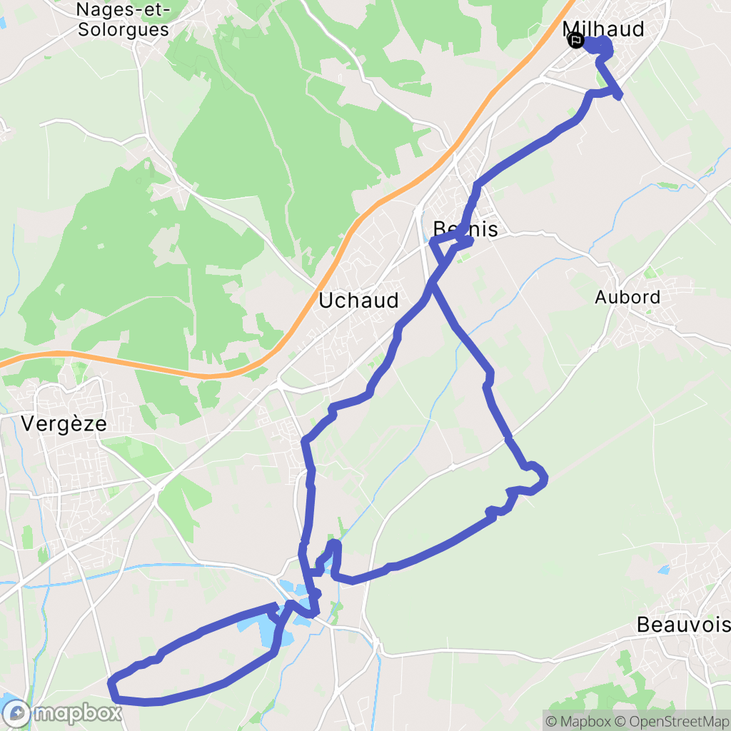 Milhaud : carte du parcours de randonnée - France