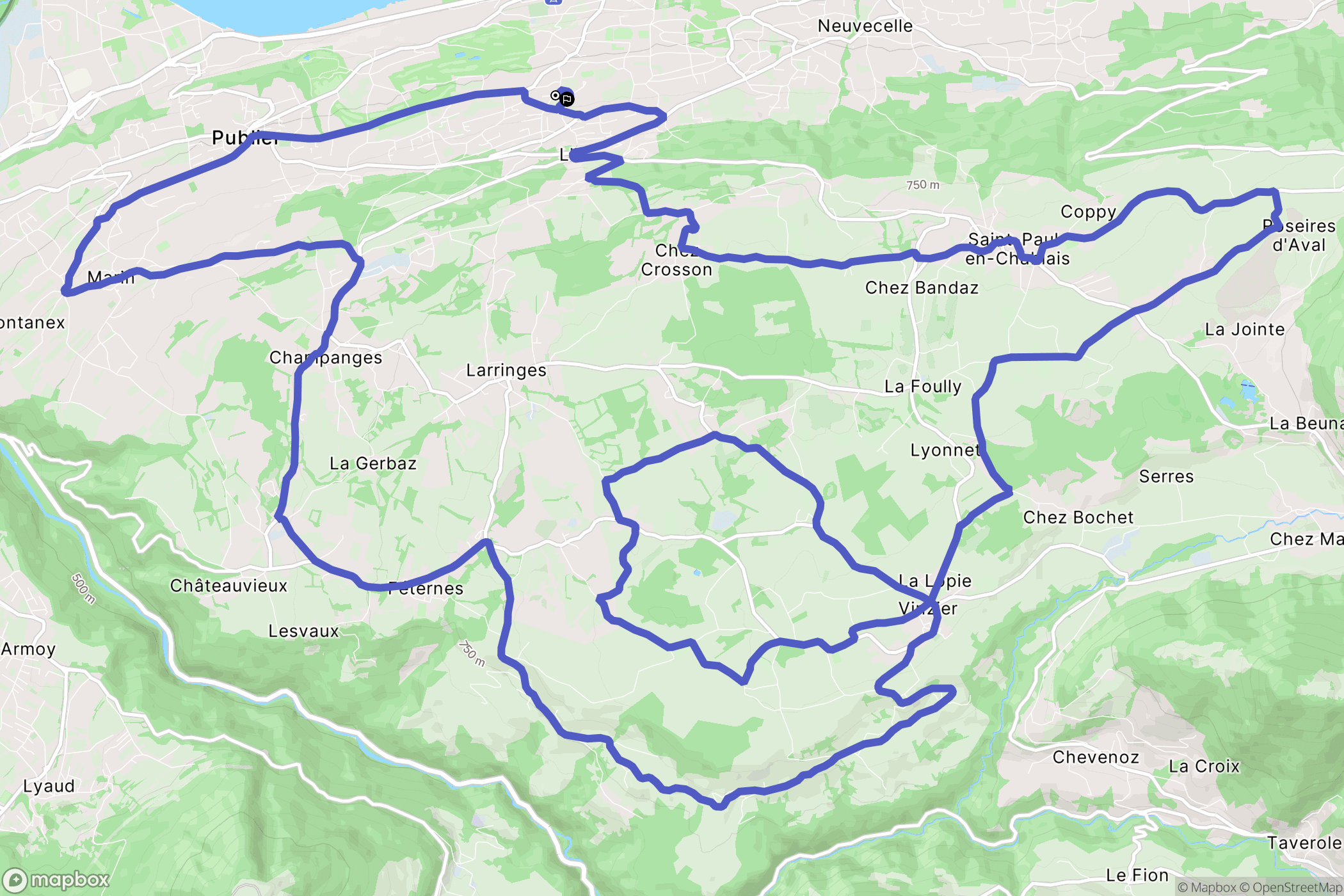 Évian-les-Bains : carte du parcours de randonnée - France