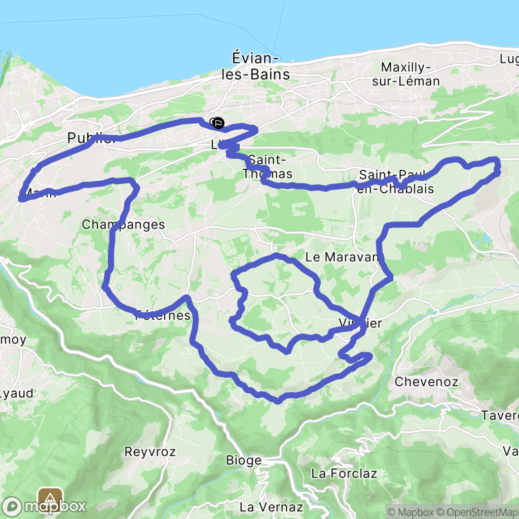 Évian-les-Bains : carte du parcours de randonnée - France