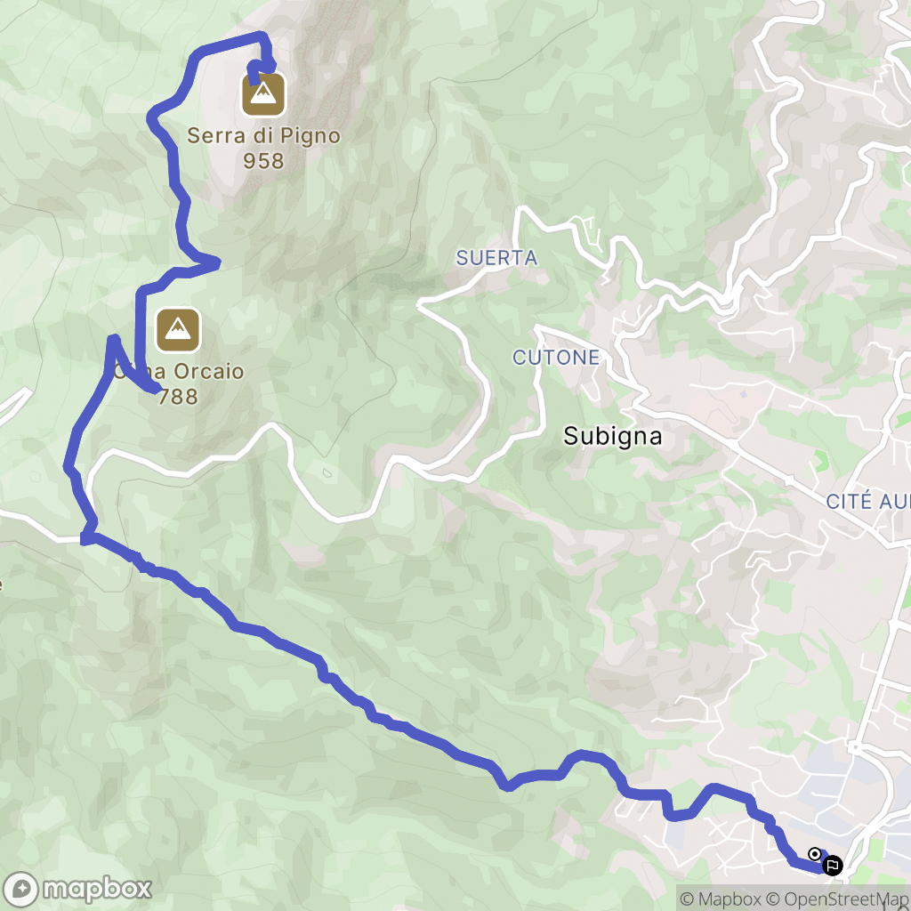 Furiani : carte du parcours de randonnée - France