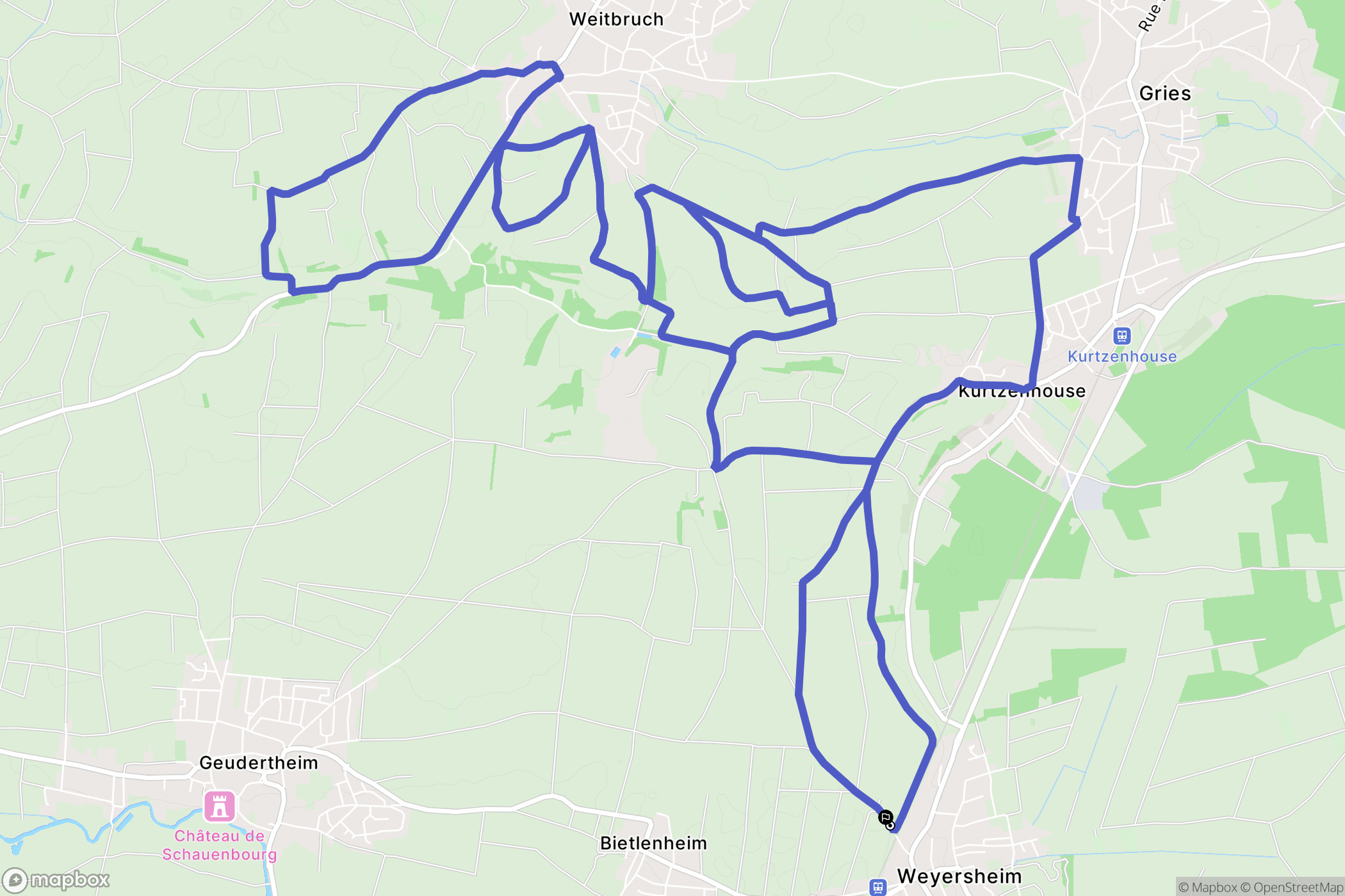 Weyersheim : carte du parcours de randonnée - France