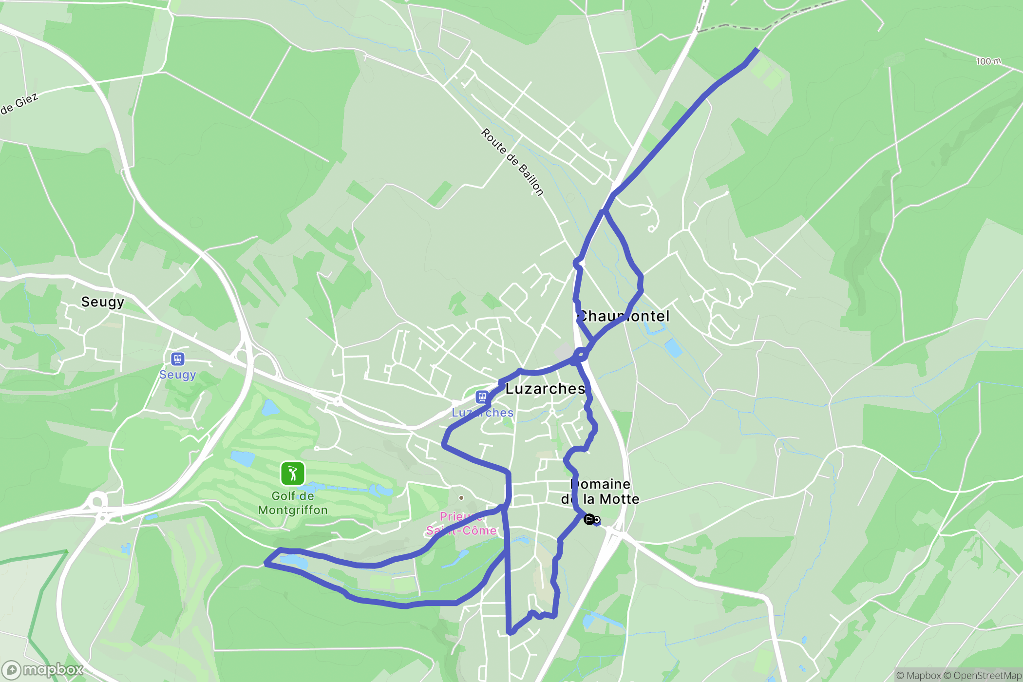 Luzarches : carte du parcours de randonnée - France