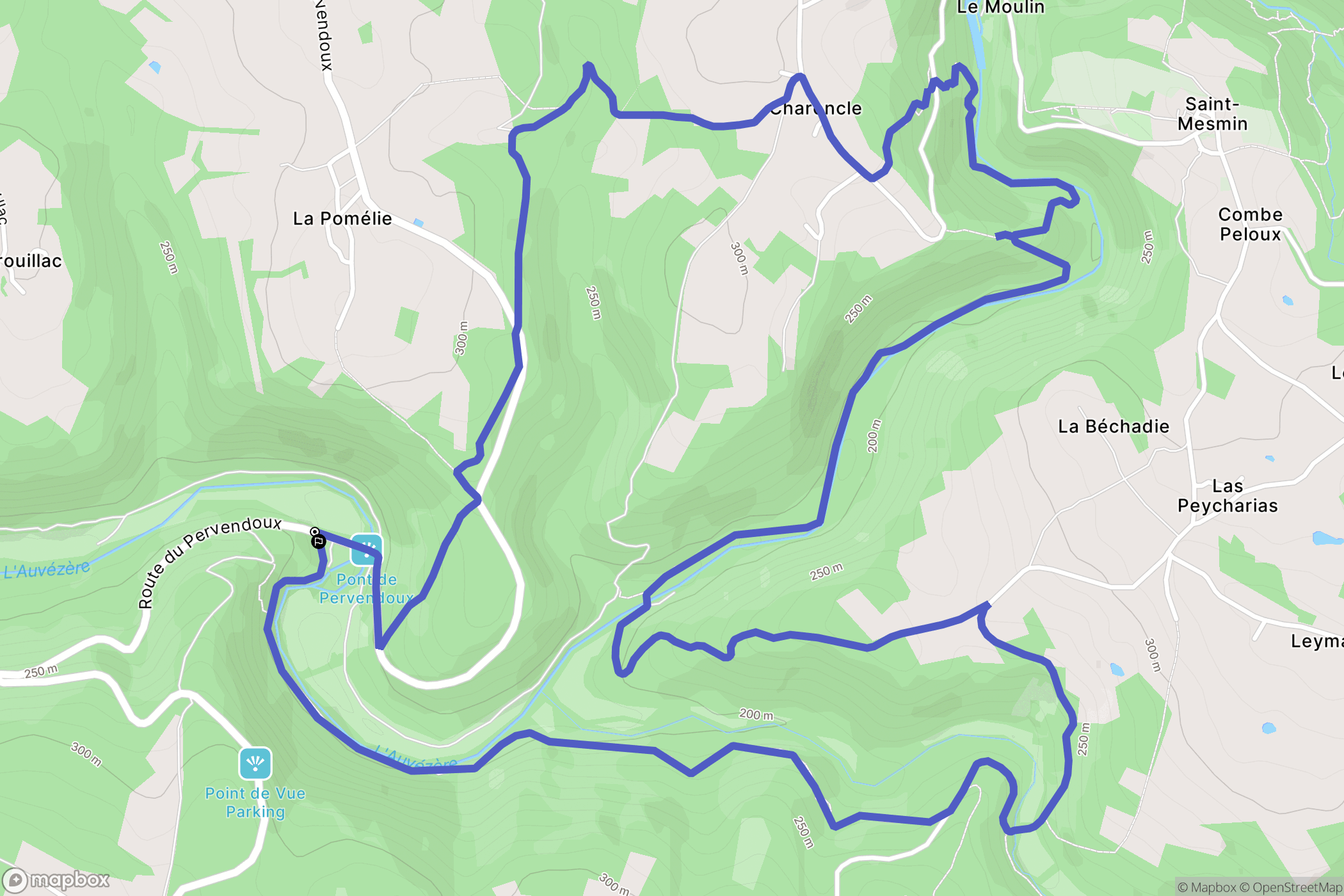 Génis : carte du parcours de randonnée - France