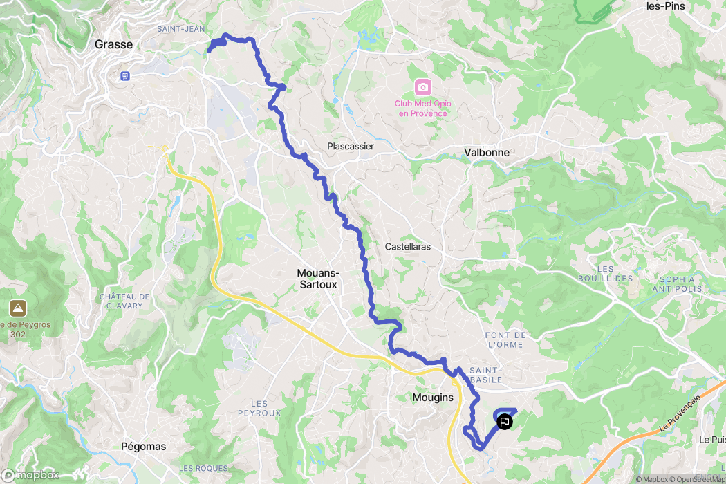 Mougins : carte du parcours de randonnée - France