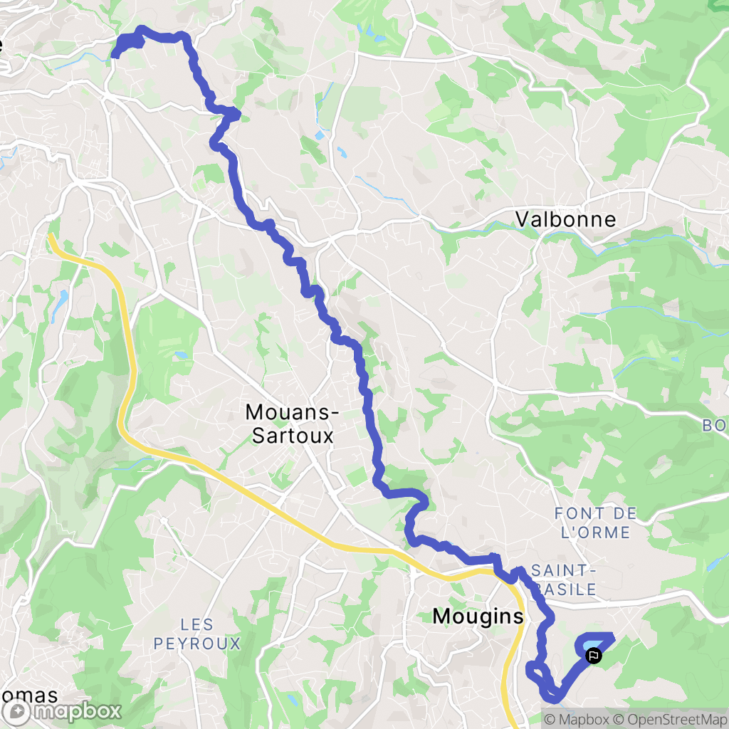 Mougins : carte du parcours de randonnée - France