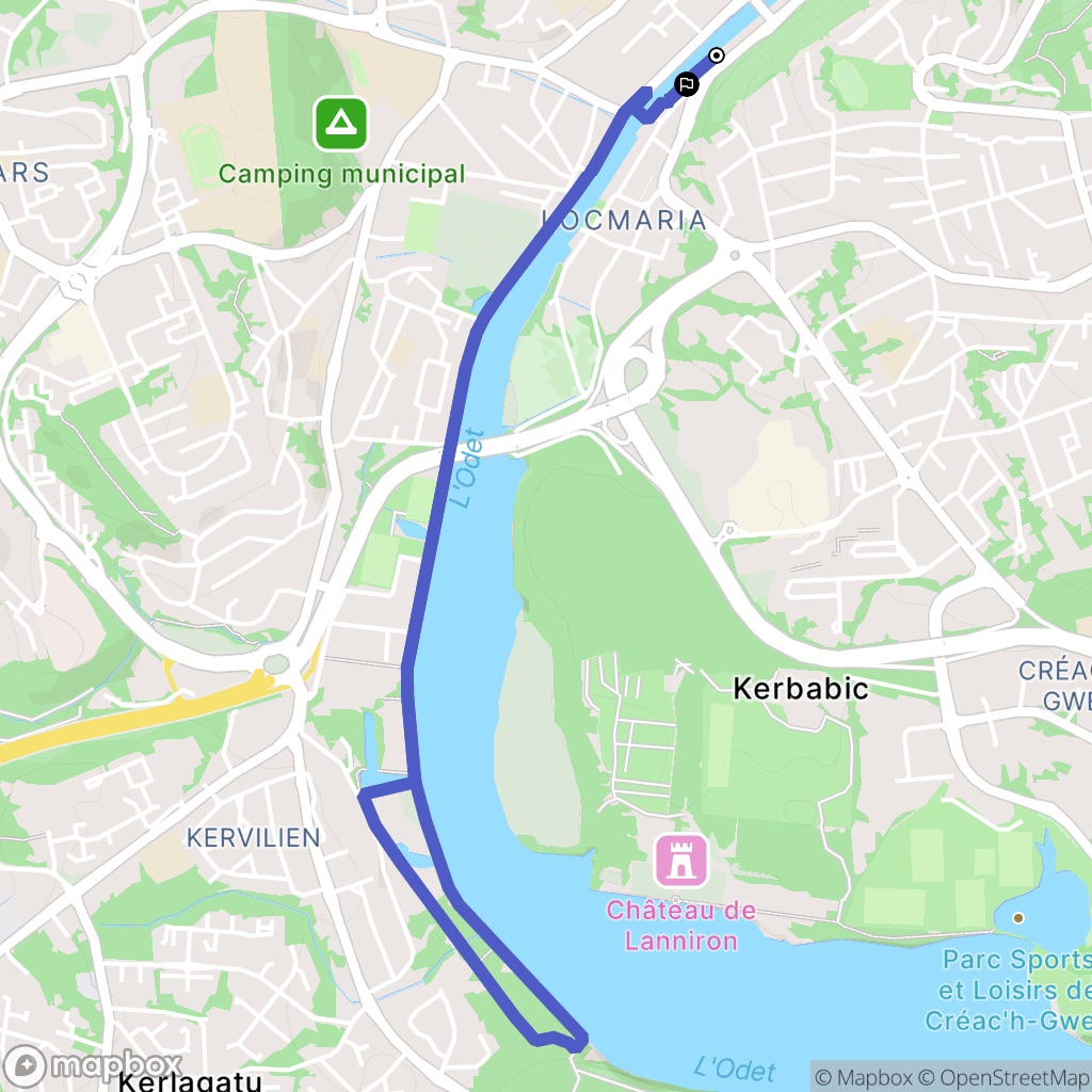 Quimper : carte du parcours de randonnée - France