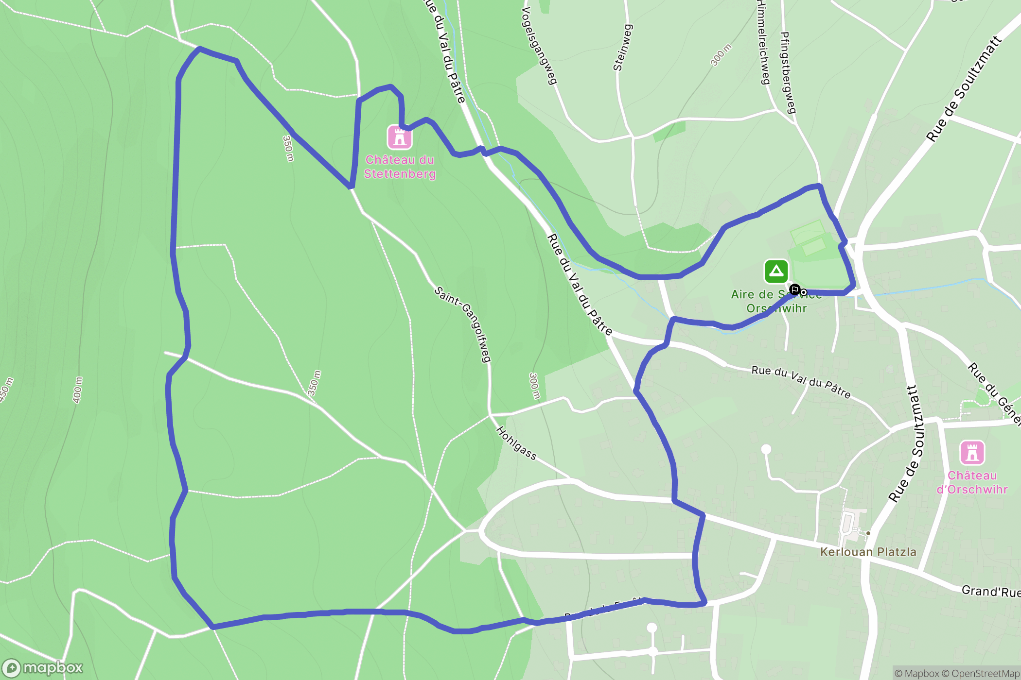 Orschwihr : carte du parcours de randonnée - France