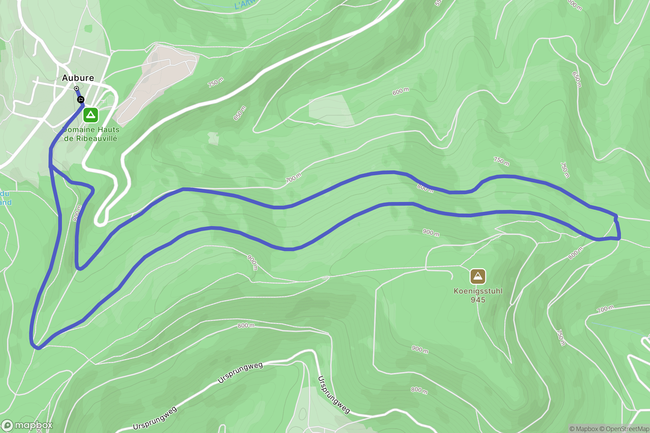 Aubure : carte du parcours de randonnée - France