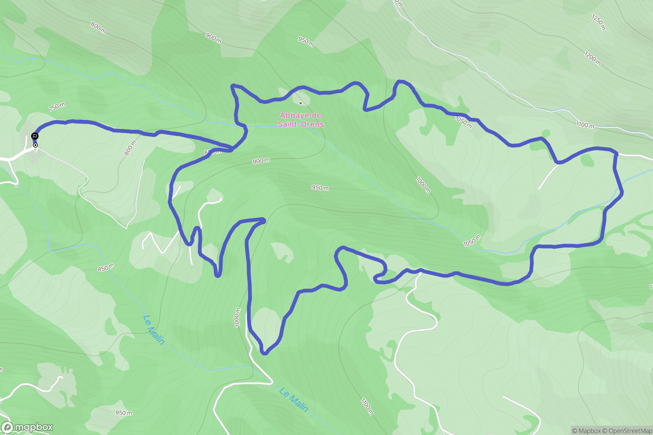 Villelongue : carte du parcours de randonnée - France