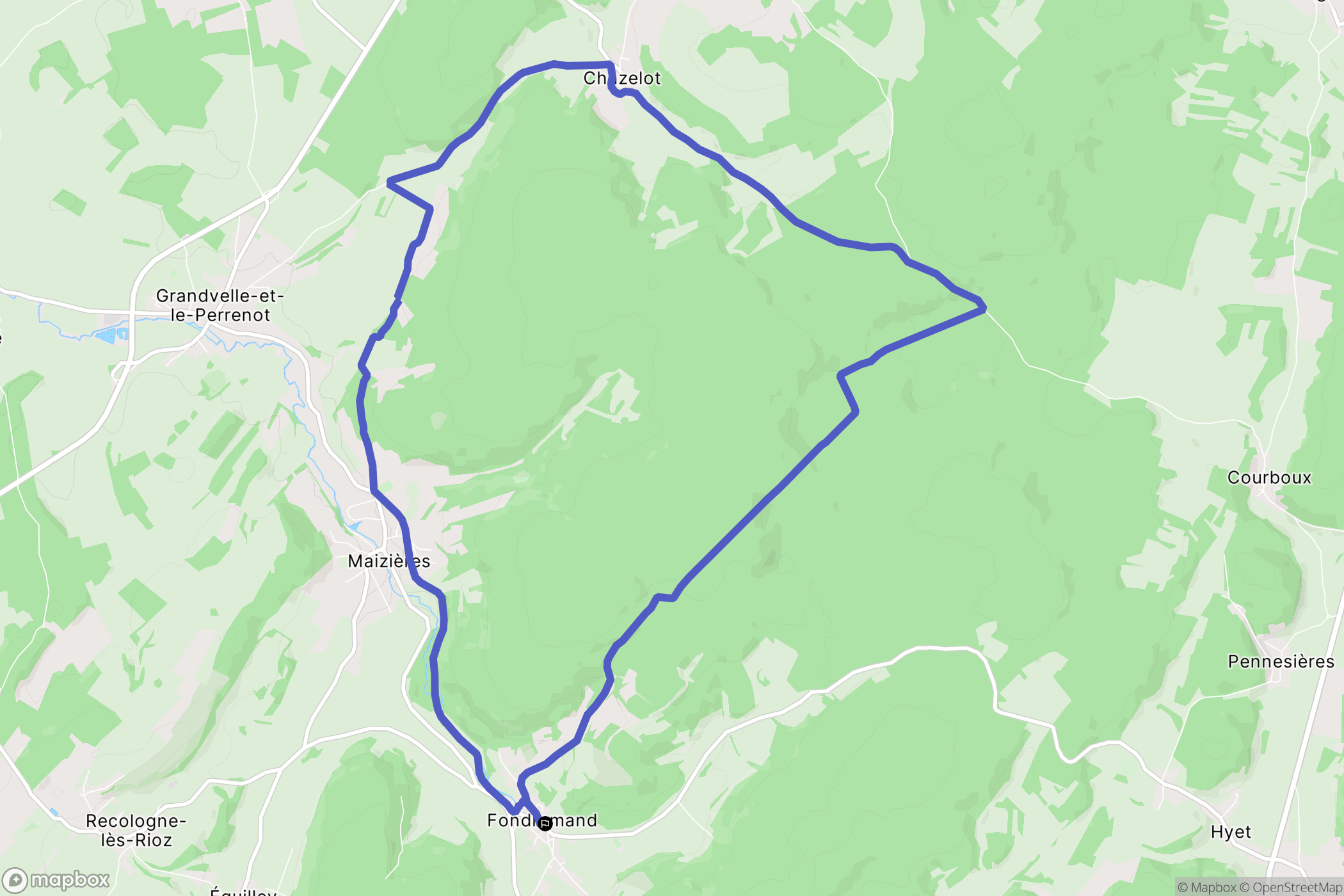 Fondremand : carte du parcours de randonnée - France