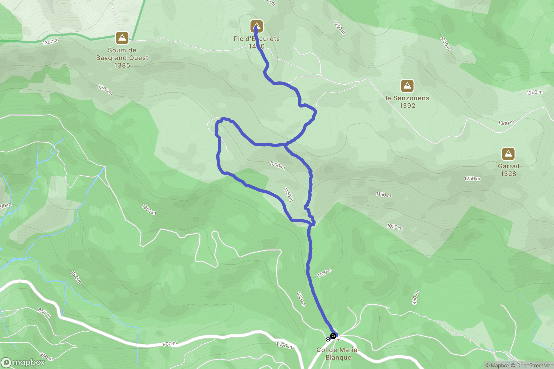 Bilhères : carte du parcours de randonnée - France