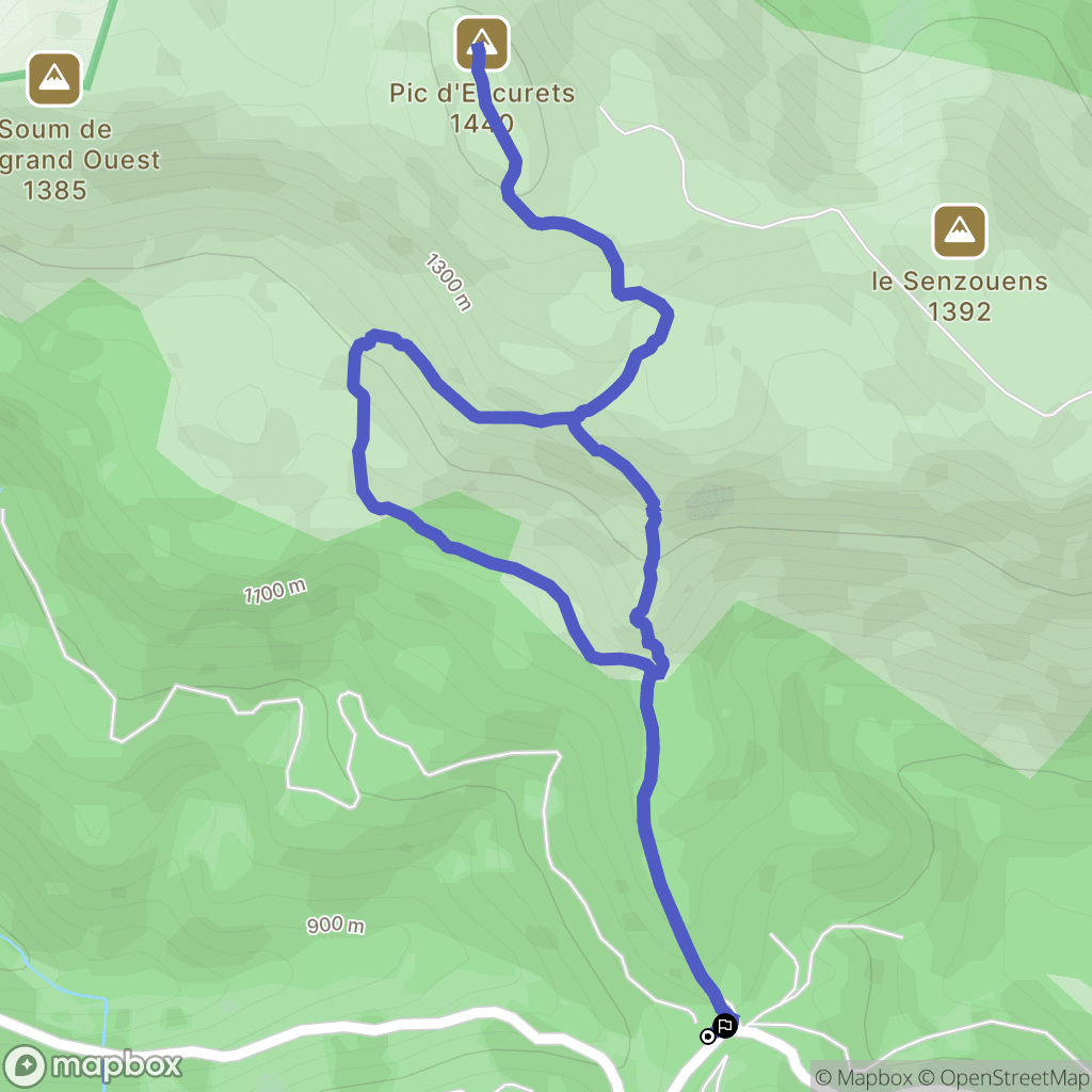 Bilhères : carte du parcours de randonnée - France