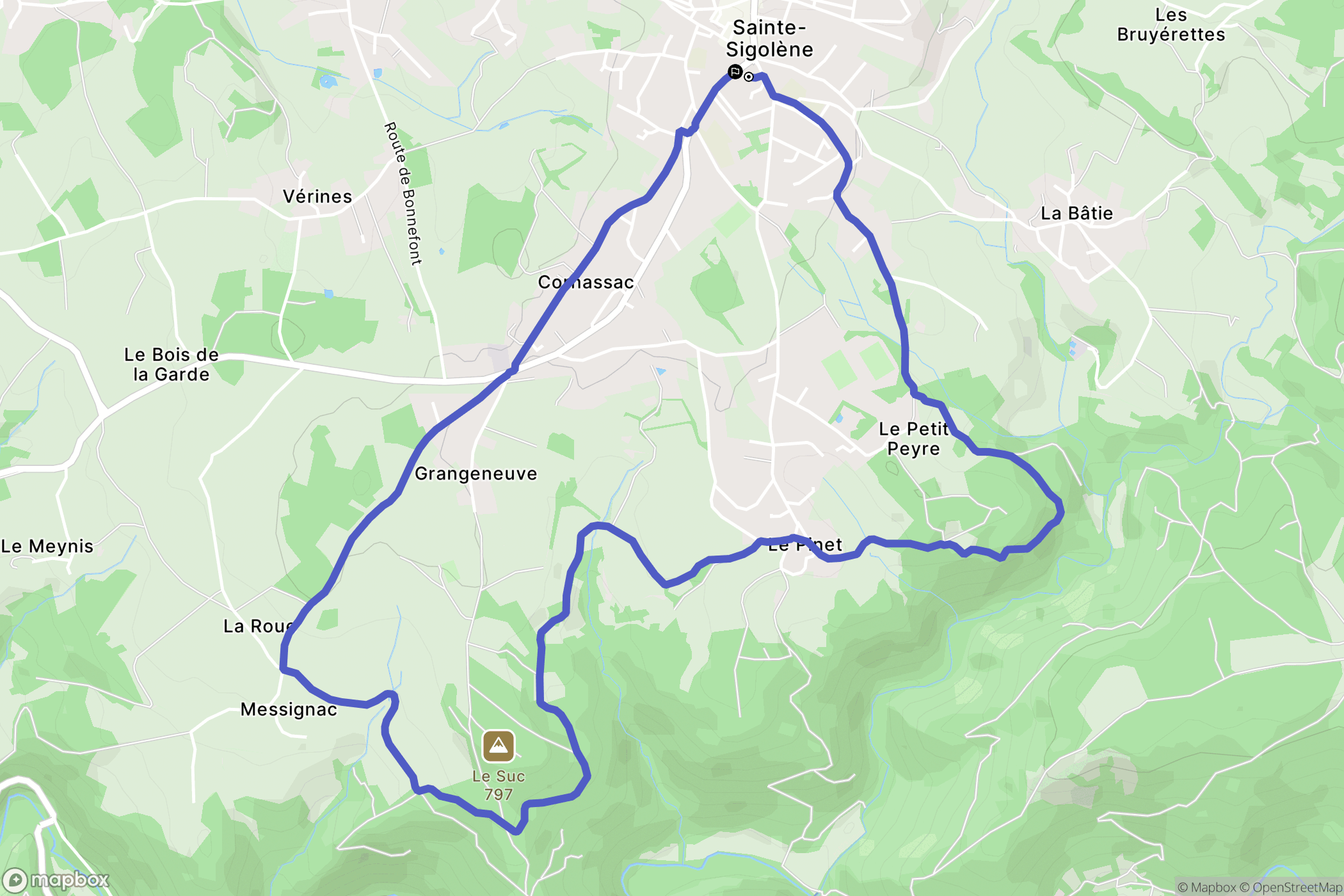 Sainte-Sigolène : carte du parcours de randonnée - France