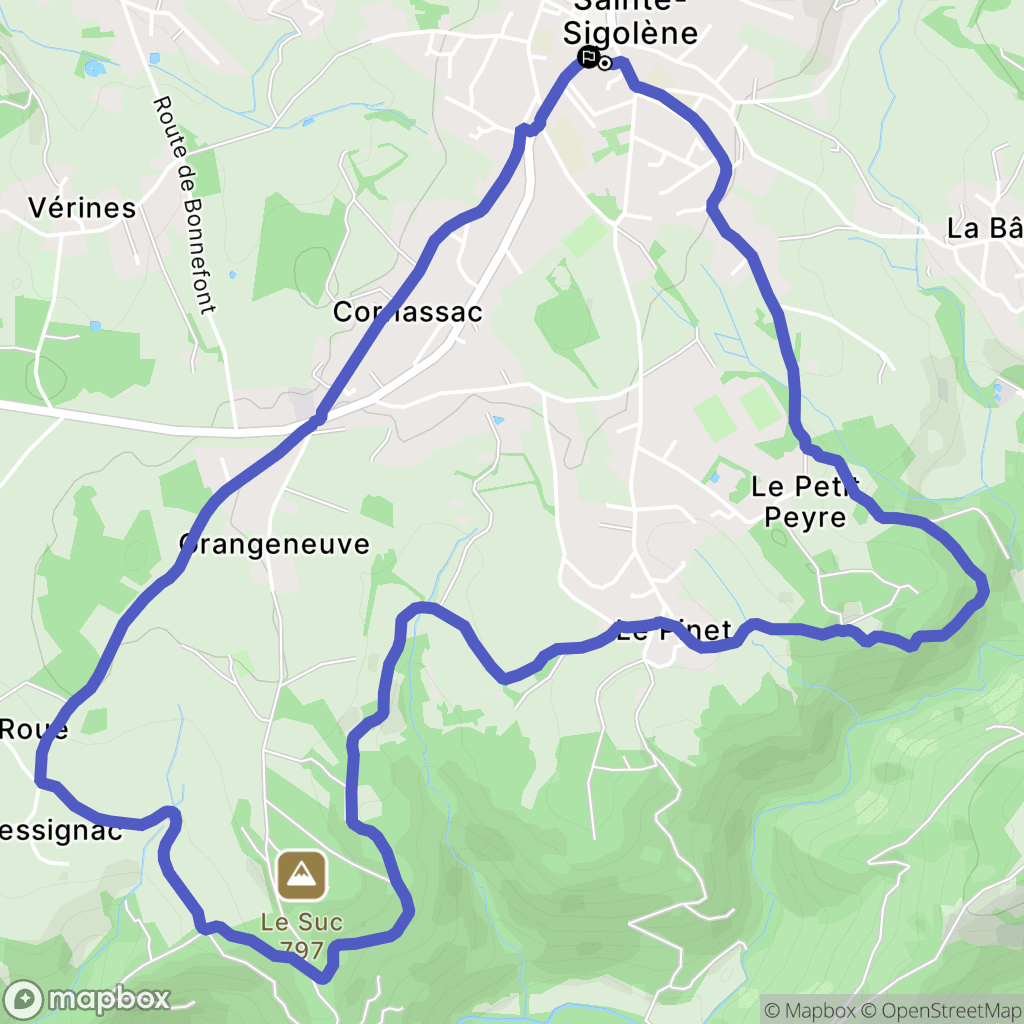 Sainte-Sigolène : carte du parcours de randonnée - France