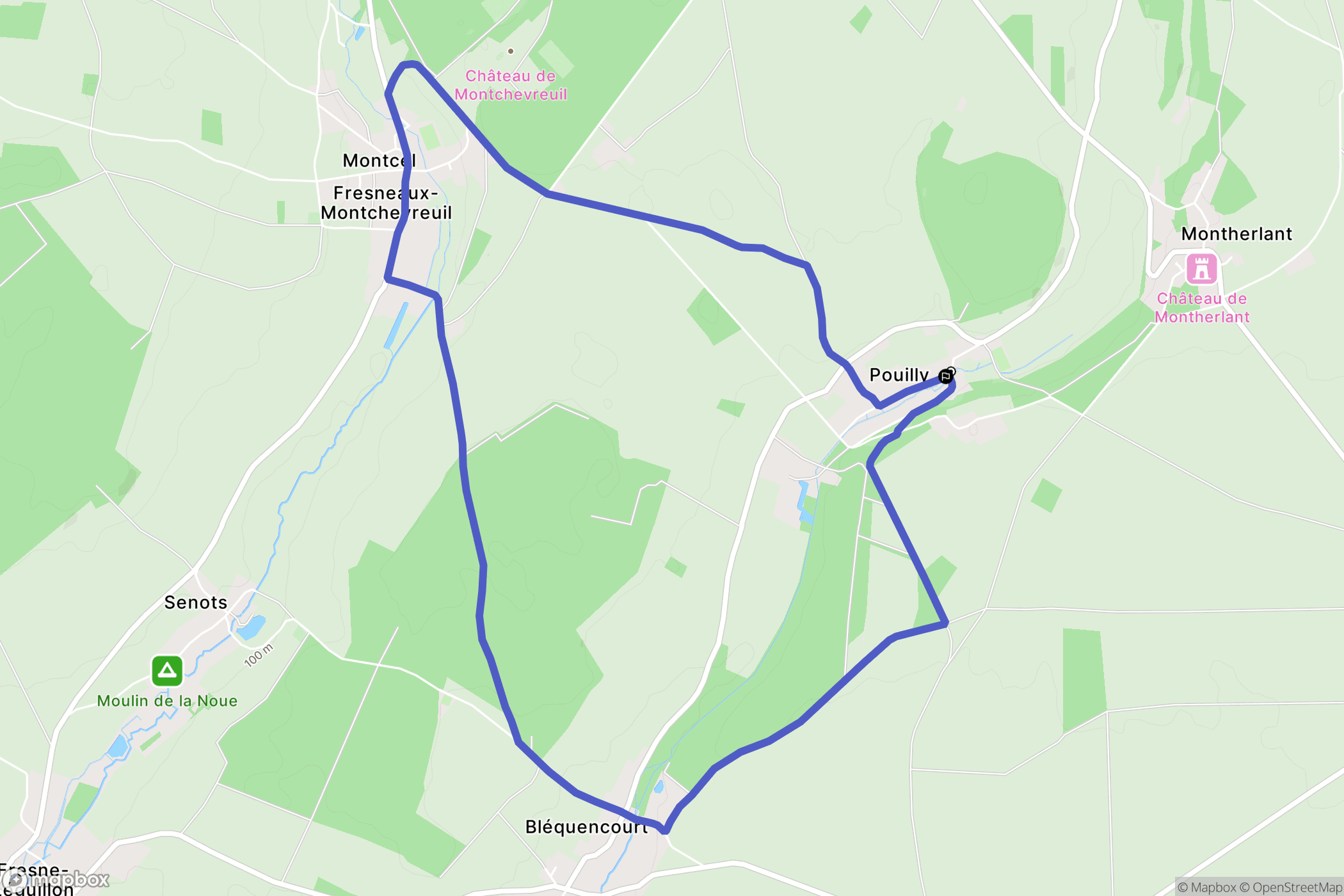 Pouilly : carte du parcours de randonnée - France