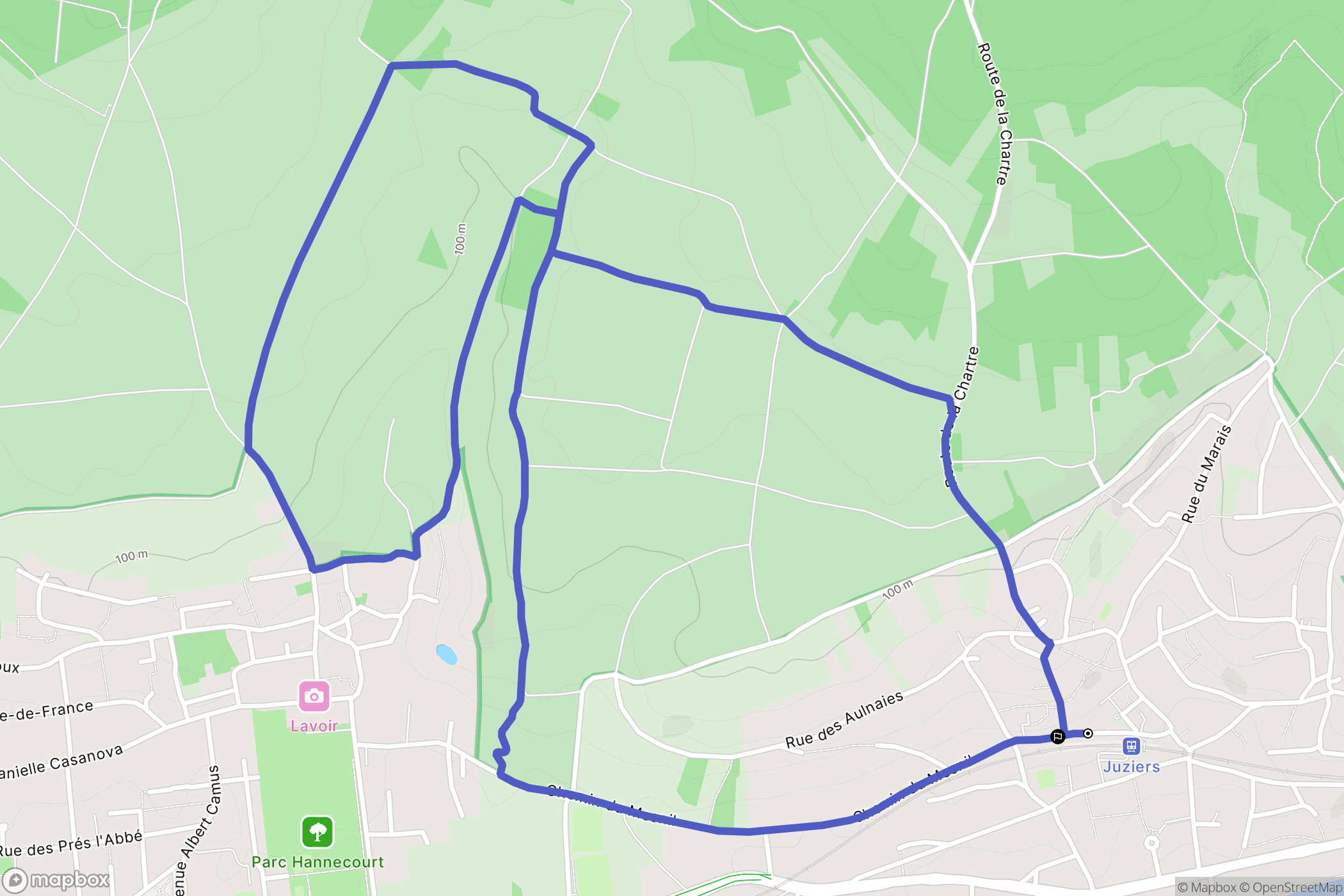 Juziers : carte du parcours de randonnée - France