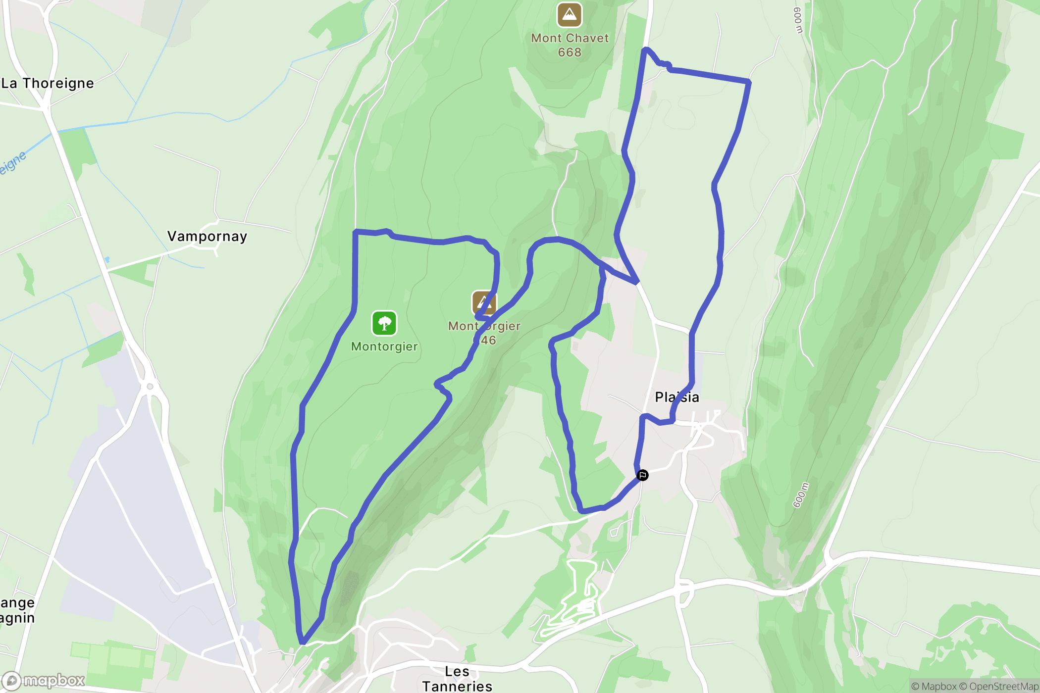 Plaisia : carte du parcours de randonnée - France