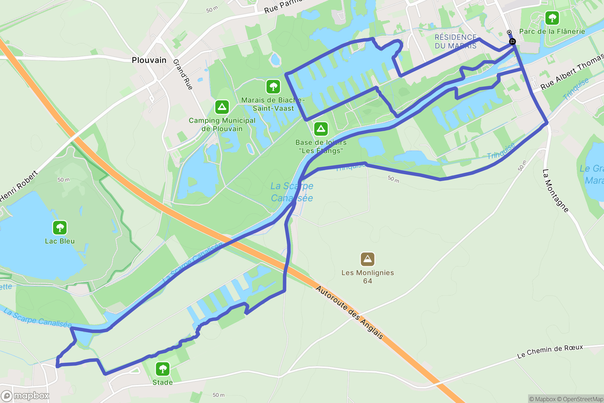 Biache-Saint-Vaast : carte du parcours de randonnée - France